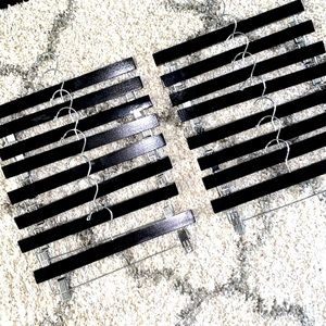 (16) 14 inch Black Wood Skirt and Pants Hangers